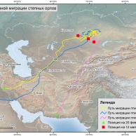 Карта весенней миграции степных орлов